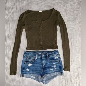 GARAGE Ribbed Long Sleeve Top - Size Small